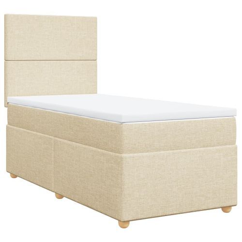 Sommier à lattes de lit avec matelas Crème 90x200 cm Tissu - Photo n°2; ?>