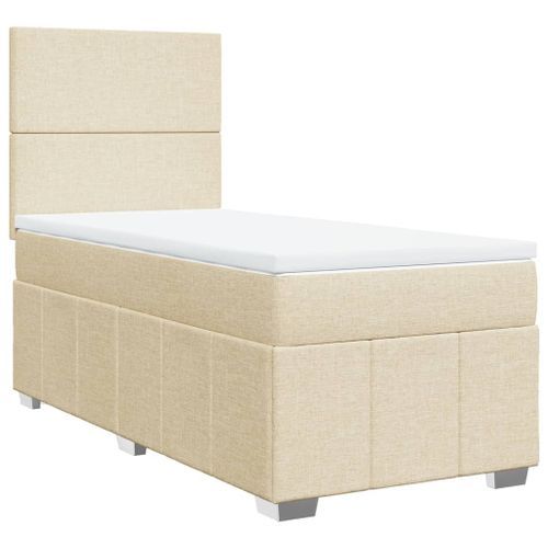 Sommier à lattes de lit avec matelas Crème 90x200 cm Tissu - Photo n°2; ?>