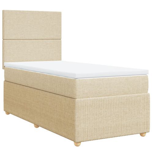 Sommier à lattes de lit avec matelas Crème 90x200 cm Tissu - Photo n°2; ?>