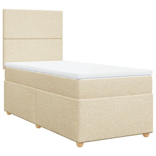 Sommier à lattes de lit avec matelas Crème 90x200 cm Tissu - Photo n°3; ?>