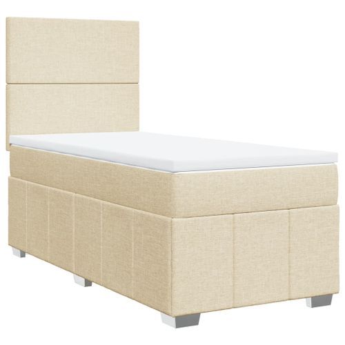 Sommier à lattes de lit avec matelas Crème 90x200 cm Tissu - Photo n°3; ?>