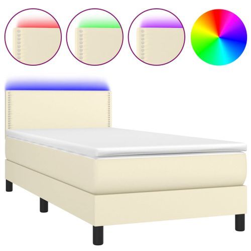 Sommier à lattes de lit avec matelas et LED Crème 100x200 cm - Photo n°2; ?>