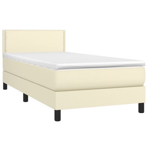 Sommier à lattes de lit avec matelas et LED Crème 100x200 cm - Photo n°3; ?>