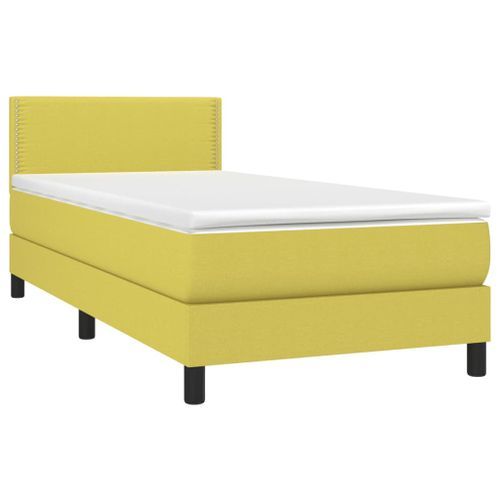 Sommier à lattes de lit avec matelas LED Vert 100x200 cm Tissu - Photo n°3; ?>