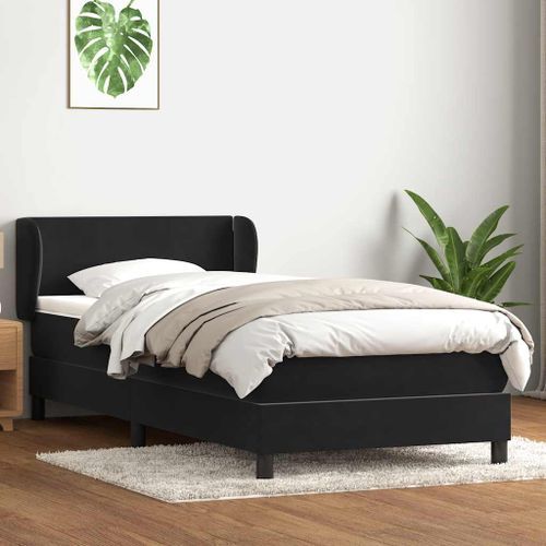 Sommier à lattes de lit avec matelas noir 80x220 cm velours - Photo n°3; ?>