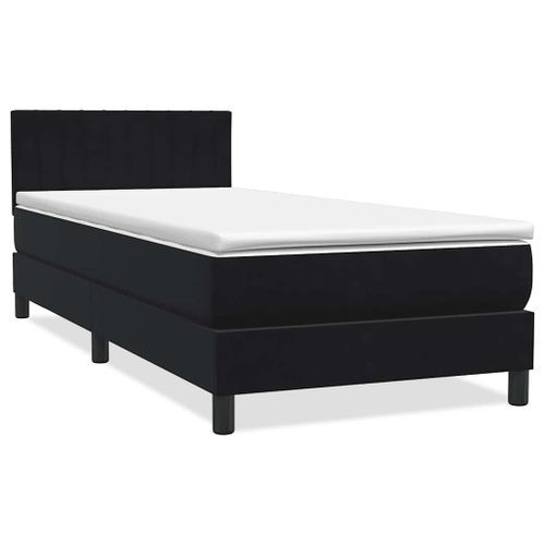 Sommier à lattes de lit avec matelas noir 90x220 cm velours - Photo n°3; ?>