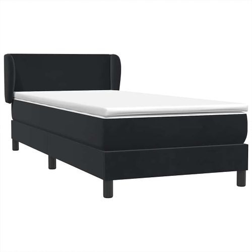 Sommier à lattes de lit avec matelas noir 90x220 cm velours - Photo n°2; ?>