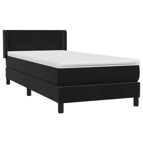 Sommier à lattes de lit avec matelas noir 90x220 cm velours - Photo n°2; ?>