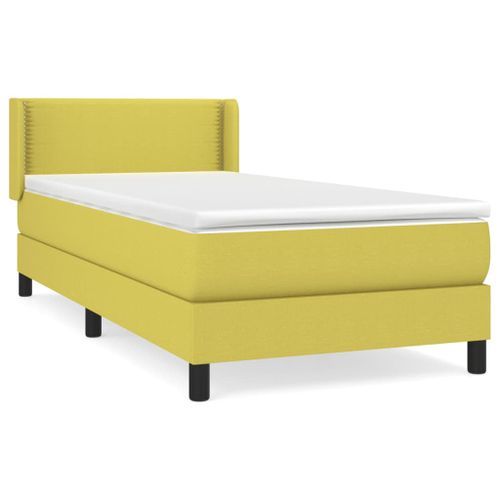 Sommier à lattes de lit avec matelas Vert 100x200 cm Tissu - Photo n°2; ?>