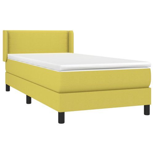 Sommier à lattes de lit avec matelas Vert 100x200 cm Tissu - Photo n°3; ?>