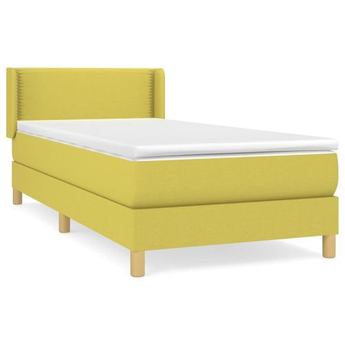 Sommier à lattes de lit avec matelas Vert 100x200 cm Tissu - Photo n°2; ?>