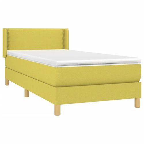 Sommier à lattes de lit avec matelas Vert 100x200 cm Tissu - Photo n°3; ?>