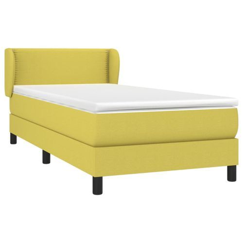 Sommier à lattes de lit avec matelas Vert 100x200 cm Tissu - Photo n°3; ?>