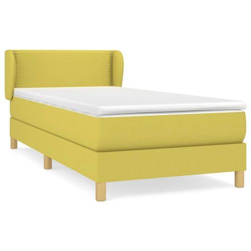 Sommier à lattes de lit avec matelas Vert 100x200 cm Tissu - Photo n°2; ?>