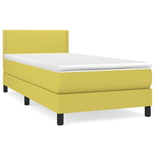 Sommier à lattes de lit avec matelas Vert 100x200 cm Tissu - Photo n°2; ?>