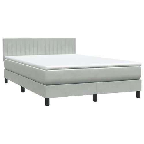 Sommier à lattes de lit et matelas gris clair 140x210cm velours - Photo n°2; ?>