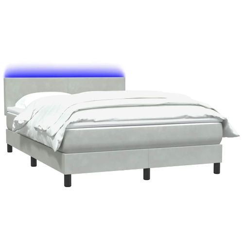 Sommier à lattes de lit et matelas gris clair 140x210cm velours - Photo n°3; ?>