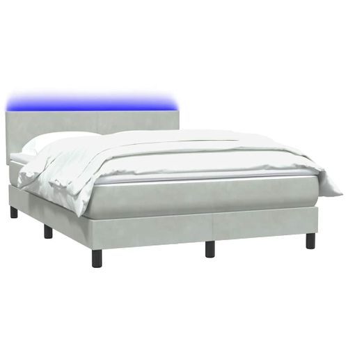 Sommier à lattes de lit et matelas gris clair 140x220cm velours - Photo n°3; ?>