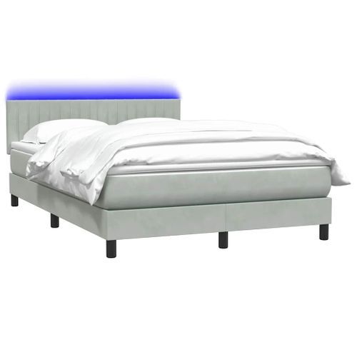 Sommier à lattes de lit et matelas gris clair 140x220cm velours - Photo n°3; ?>