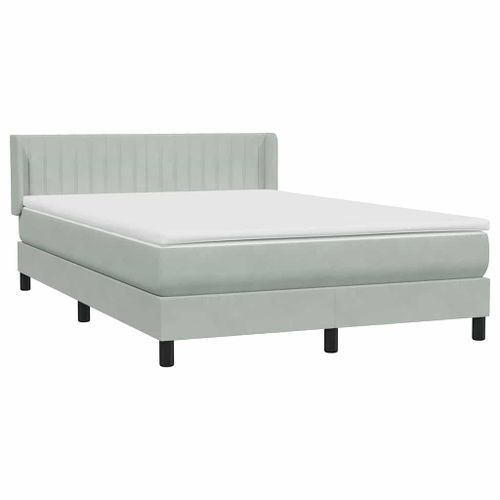 Sommier à lattes de lit et matelas gris clair 140x220cm velours - Photo n°2; ?>