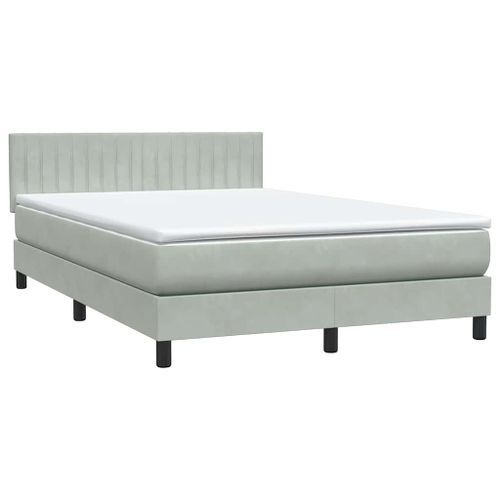 Sommier à lattes de lit et matelas gris clair 160x210cm velours - Photo n°2; ?>