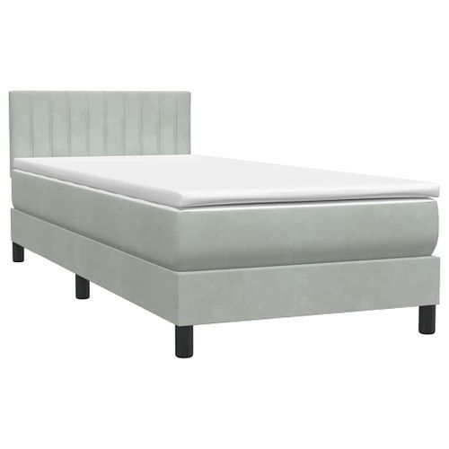 Sommier à lattes de lit et matelas gris clair 90x210 cm velours - Photo n°2; ?>