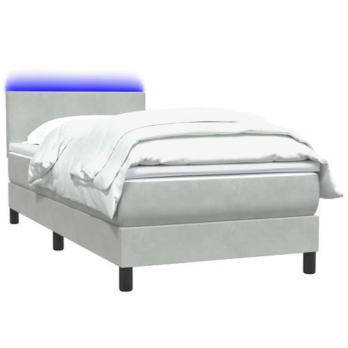 Sommier à lattes de lit et matelas gris clair 90x210 cm velours - Photo n°3; ?>