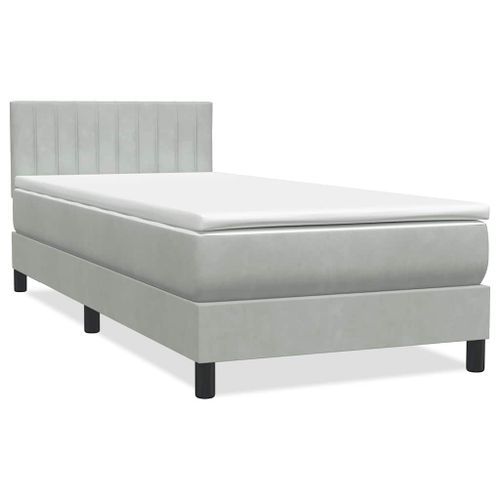 Sommier à lattes de lit et matelas gris clair 90x210 cm velours - Photo n°3; ?>