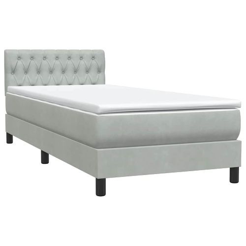 Sommier à lattes de lit et matelas gris clair 90x220 cm velours - Photo n°2; ?>