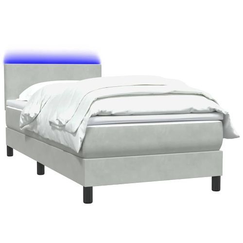 Sommier à lattes de lit et matelas gris clair 90x220 cm velours - Photo n°3; ?>