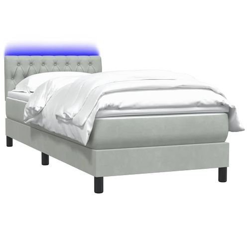 Sommier à lattes de lit et matelas gris clair 90x220 cm velours - Photo n°3; ?>