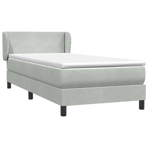 Sommier à lattes de lit et matelas gris clair 90x220 cm velours - Photo n°2; ?>