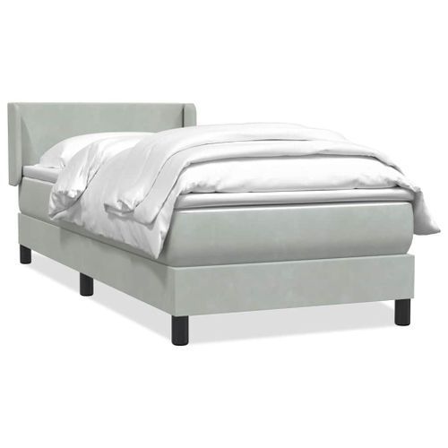 Sommier à lattes de lit et matelas gris clair 90x220 cm velours - Photo n°2; ?>