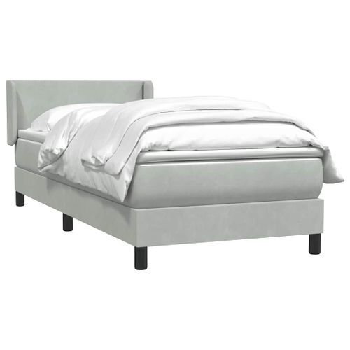 Sommier à lattes de lit et matelas gris clair 90x220 cm velours - Photo n°3; ?>