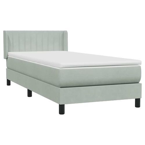 Sommier à lattes de lit et matelas gris clair 90x220 cm velours - Photo n°2; ?>