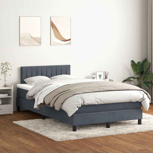 Sommier à lattes de lit et matelas gris foncé 120x210cm velours - Photo n°3; ?>