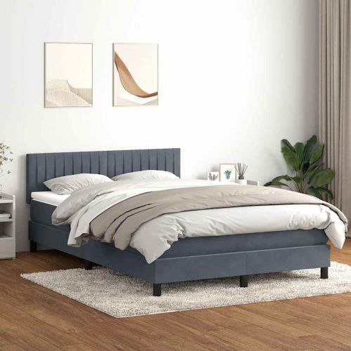 Sommier à lattes de lit et matelas gris foncé 160x210cm velours - Photo n°3; ?>