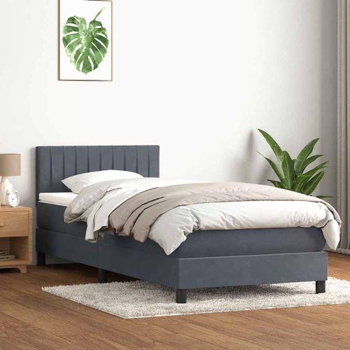 Sommier à lattes de lit et matelas gris foncé 90x210 cm velours - Photo n°3; ?>