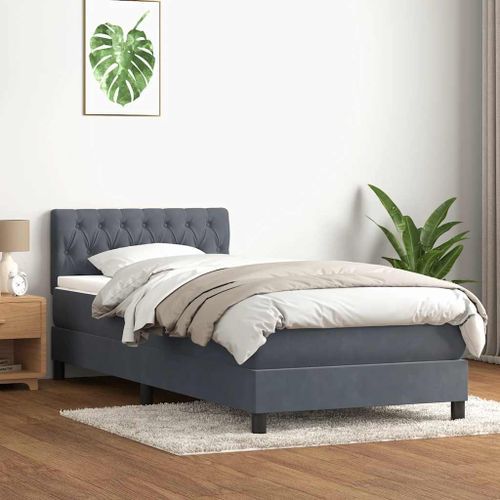 Sommier à lattes de lit et matelas gris foncé 90x220 cm velours - Photo n°3; ?>