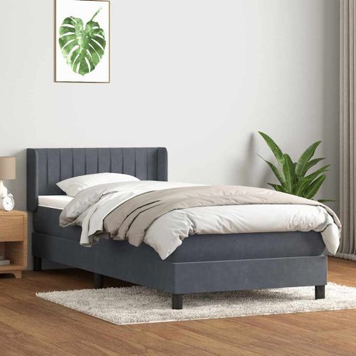 Sommier à lattes de lit et matelas gris foncé 90x220 cm velours - Photo n°3; ?>