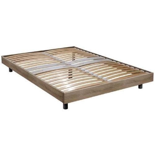 Sommier en kit 160 x 200 - Cadre a lattes en bois + pieds - Décor chene clair - FINLANDEK Kiinteys - Photo n°2; ?>