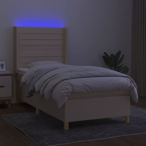 Sommier tapissier avec matelas et LED Crème 100x200 cm Tissu - Photo n°3; ?>
