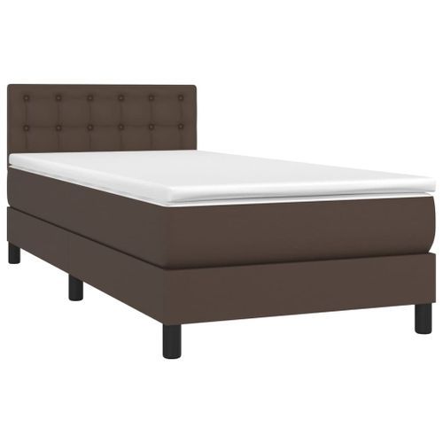 Sommier tapissier et matelas et LED Marron 80x200 cm Similicuir - Photo n°3; ?>