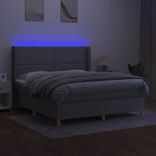 Sommier Tapissier Matelas Et LED Gris Clair 160x200 Cm Tissu 19 Sommier tapissier matelas et LED Gris clair 160x200 cm Tissu - Photo n°3; ?>