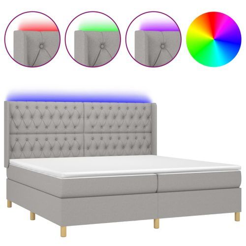 Sommier Tapissier Matelas Et LED Gris Clair 200x200 Cm Tissu 18 Sommier tapissier matelas et LED Gris clair 200x200 cm Tissu - Photo n°2; ?>