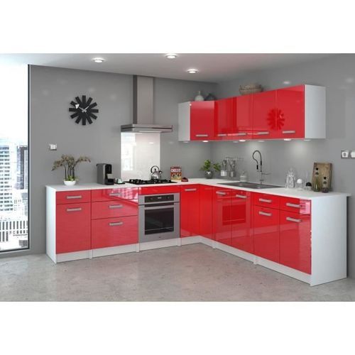 START Meuble de cuisine haut d'angle L 58 cm - Rouge brillant - Photo n°2; ?>