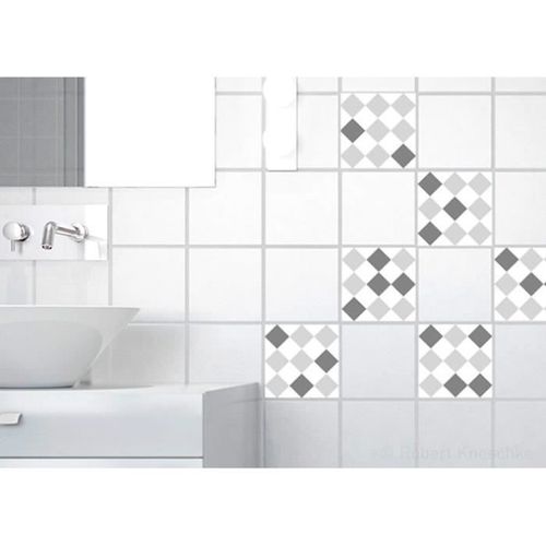 Sticker déco carrelage Scacchiera vinyle 10x10 cm Griset Blanc - Photo n°2; ?>