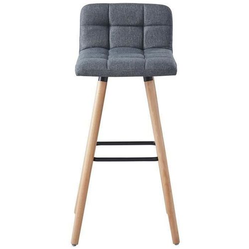 STINA Lot de bar 2 tabourets de bar en bois hetre massif - Revetement tissu gris anthracite - Scandinave - L 42 x P 49 cm - Photo n°2; ?>