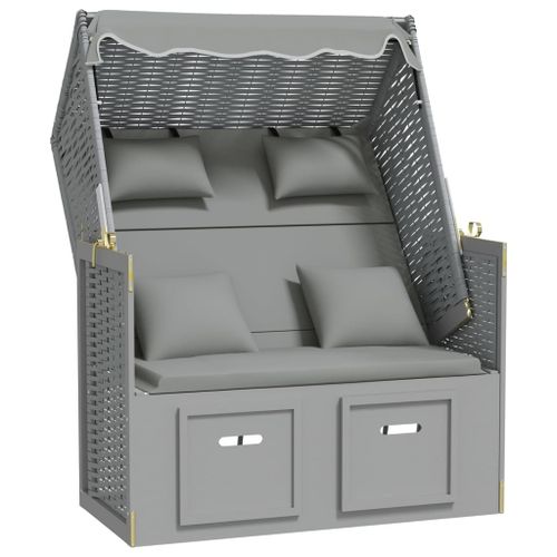 Strandkorb Avec Coussins Résine Tressée Et Bois Solide Gris 18 Strandkorb avec coussins Résine tressée et bois solide Gris - Photo n°2; ?>