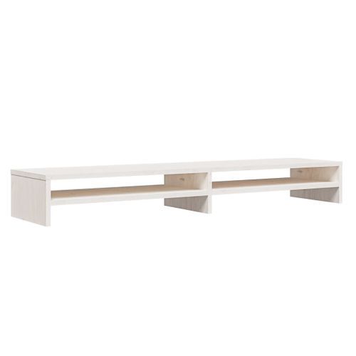 Support de moniteur Blanc 100x24x13 cm Bois de pin solide - Photo n°2; ?>